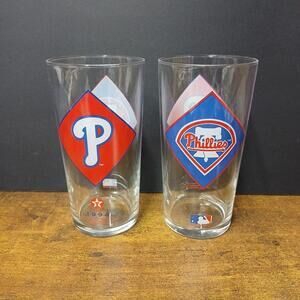 Lot of 2 Vintage 1994 MLB Philadelphia Phillies Texaco Pint Beer Glasses